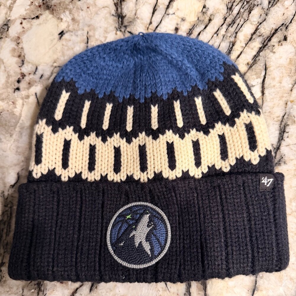 ADULT MINNESOTA TIMBERWOLVES NAVY POLAR VORTEX KNIT BEANIE